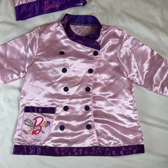 Barbie Chef Jacket And Hat Child Size 4-6 Costume Halloween Pretend Play - Picture 4 of 6